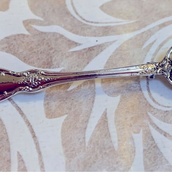 Mini Silver Spoon Brooch Pin 2.75” has Patent 2066969 on the back Gorgeous - Picture 7 of 8